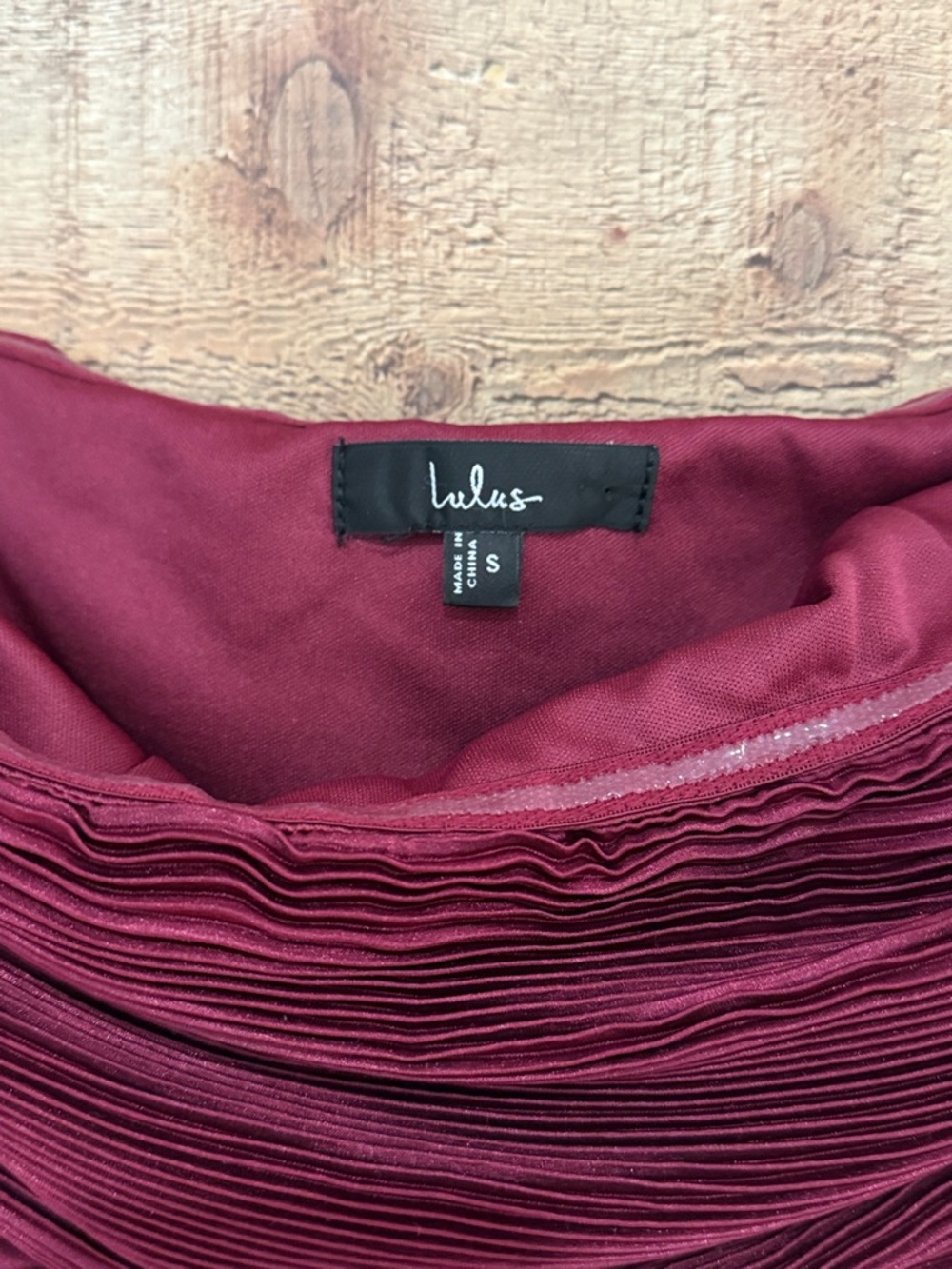 Lulu’s Wine Red Pleated Strapless Maxi Dress - Picture 3 of 4